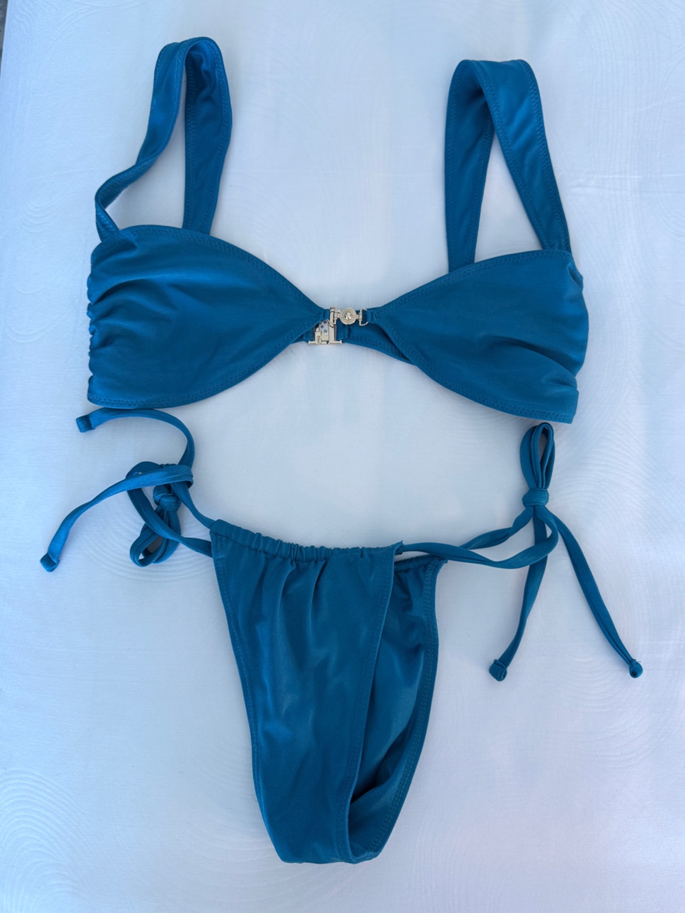Teal Blue Women's Tie-Side Bikini Set